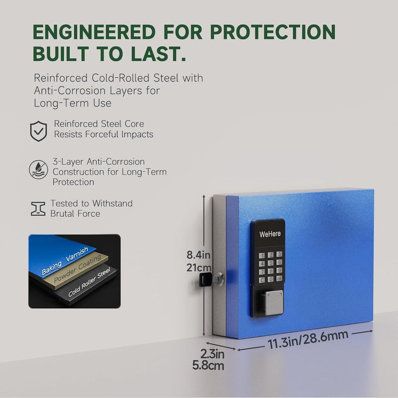 WeHere 16 Key Lock Box Wall Mount, APP Bluetooth/One Time Password Share/Wi-Fi Remote/Fixed Code/Key Unlock, Smart Key Cabinet, Key Organizer Box for Apartment, Hotel, Office, House Key Manage - Image 2